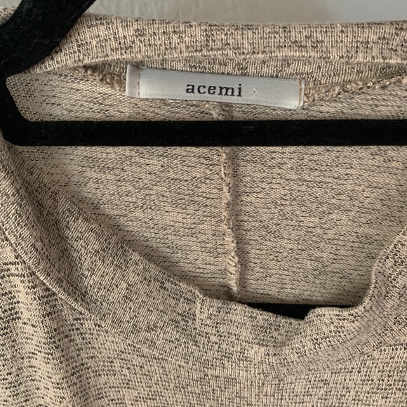 ACEMI oatmeal cream grey mock turtleneck mini tunic knit dress swing stretch sm - Picture 4 of 6